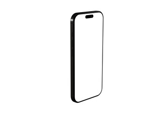 High-quality image of a black smartphone mockup with a blank screen, perfect for app presentations or website designs. Isolated on white backgr