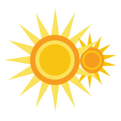 Two vibrant yellow suns shining brightly digital illustration scalable vector graphic eps format white background