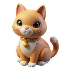 Adorable orange tabby kitten with big blue eyes and bell collar