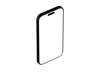 High-quality isometric mockup of a black smartphone with a blank screen. Perfect for app presentations and website designs.