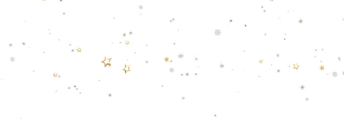 Festive background with gold stars, silver snowflakes. Perfect for holidays, winter, celebration.