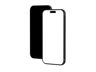 High-quality image of two black smartphones, one with a blank screen, perfect for app presentations or website mockups.