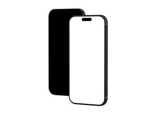 High-quality mockup of two smartphones, one with a black screen and another with a white screen. Perfect for app presentations or website desig