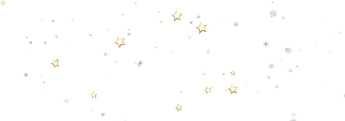 Sparkling festive background with gold and silver stars and snowflakes. Perfect for Christmas, New Year, or winter holid