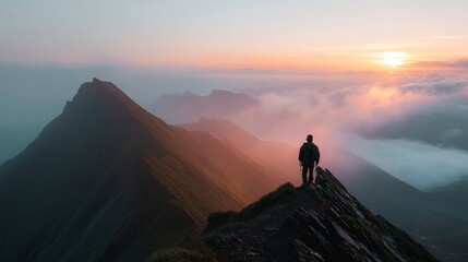 Sunrise mountaintop silhouette