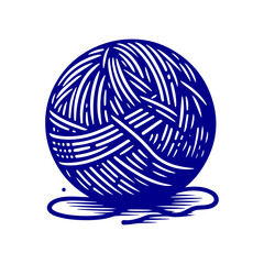 Blue Yarn Ball Illustration.