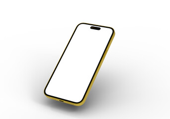 High-quality image of a yellow smartphone with a blank screen, perfect for app presentations or website mockups.