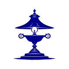 Ornate Blue Oil Lamp Silhouette.