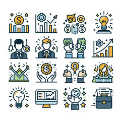 collection of business success icons