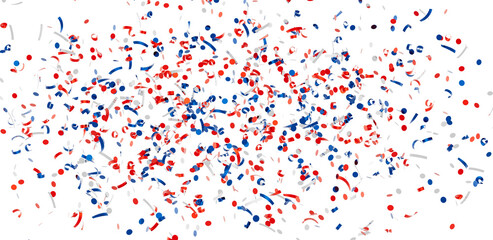 Festive confetti background with red, white, and blue. Perfect for celebrations, parties, and patriotic events.