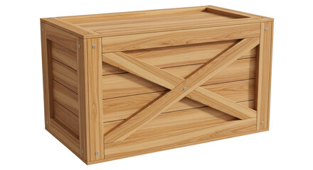 Isolated Wooden Crate with X Reinforcement