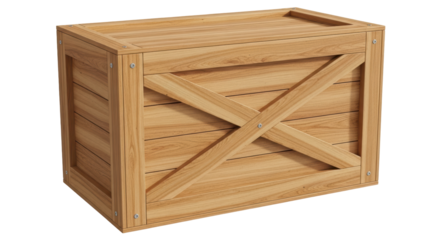 Isolated Wooden Crate with X Reinforcement
