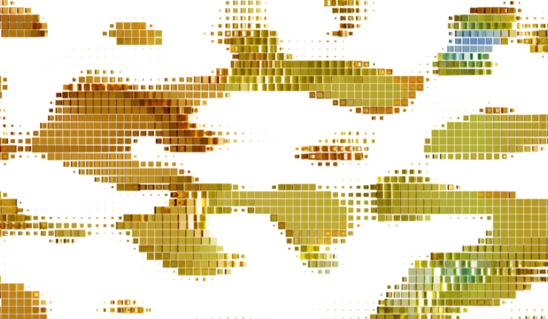 Golden pixel art background. Abstract mosaic texture. Modern digital art. Perfect for website banners, social media, and more.