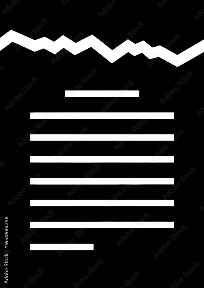 Poster vector art of document with lines of text and jagged top edge transparent background