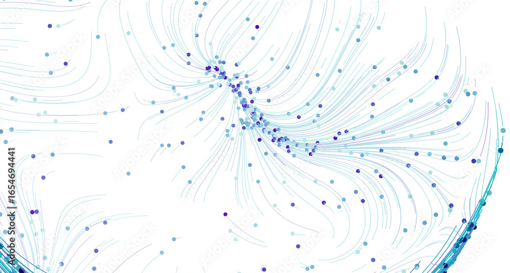 Poster unique abstract background with flowing lines and data points. perfect for tech, ai, or science conc