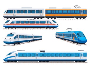Naklejka premium Various train types on tracks