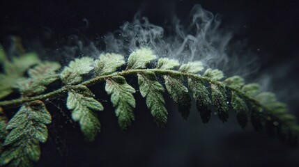 Mysterious fern in dark setting