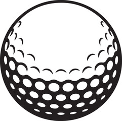 Golf ball with dotted texture on tee in solid black style vector illustration