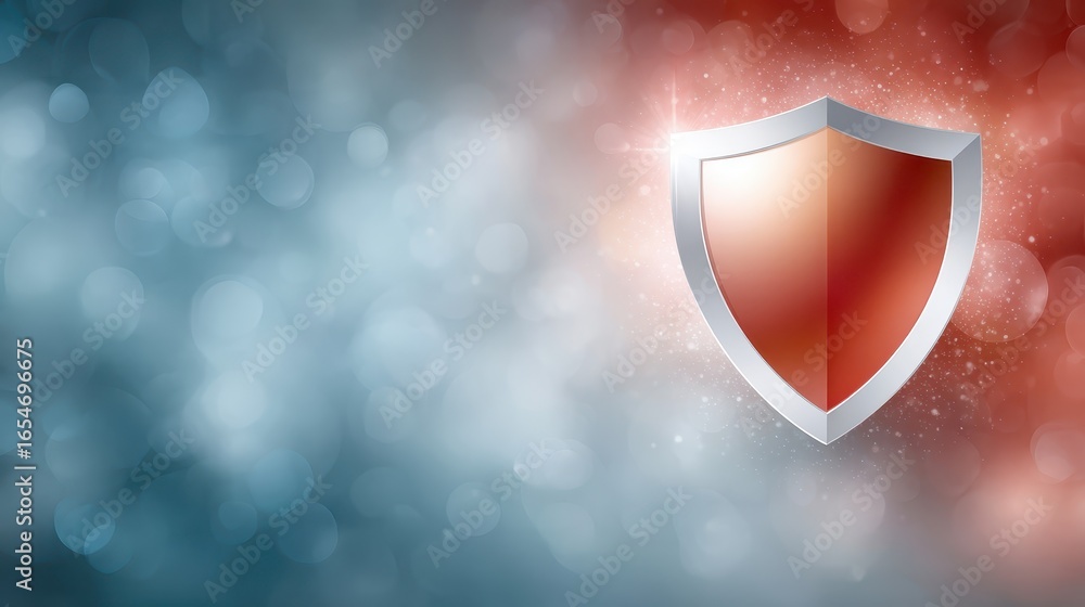 Aufkleber digital shield icon with glowing effect on colorful background representing alert and protection aga