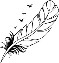 Obraz premium Elegant feather silhouette drifting diagonally with a subtle curved shape
