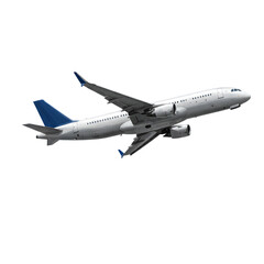 Airplane jet realistic illustration flying travel transport side view isolated on transparent background. Generated AI