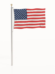American flag isolated on white background. 3D illustration