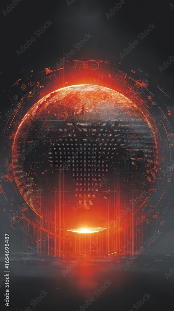 Aufkleber digital globe surrounded by shields and streaming streams representing protection against threats in