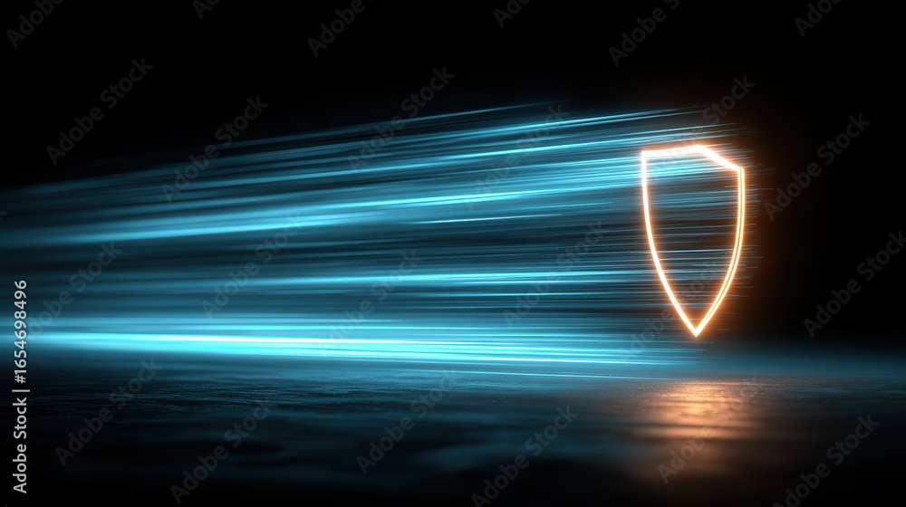 Aufkleber digital shield concept representing internet protection with moving light trails for cybersecurity a