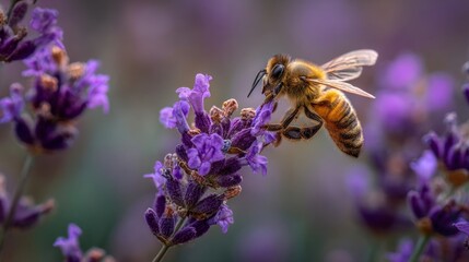 Honeybee on lavender flower