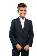 Smiling Boy in Suit on Transparent Background