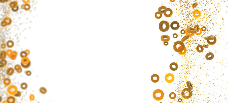 Download this free stock photo of abstract gold and orange rings on white background. Perfect for festive designs.