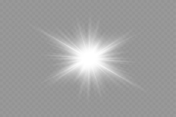 Abstract glowing starburst with bright rays on transparent background for decoration