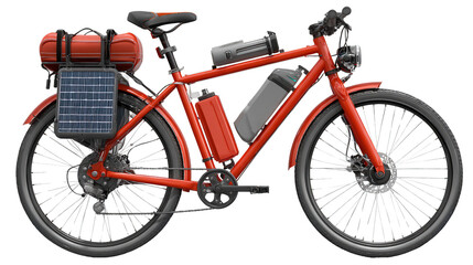 Fototapeta premium Solar-Powered Electric Bike on the Road background isolated on a Transparent background, PNG file.