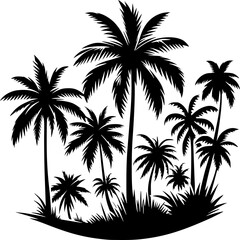 Tropical Haven: Silhouette of Palm Trees: A captivating, high-contrast silhouette of palm trees, embodying the essence of a serene tropical paradise.