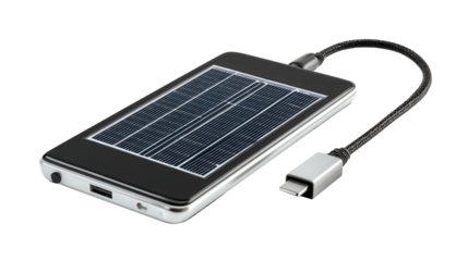 Solar-Powered Phone Charger background isolated on a Transparent background, PNG file.