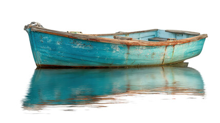 Obraz premium Small Boat on Calm Water background isolated on a Transparent background, PNG file.