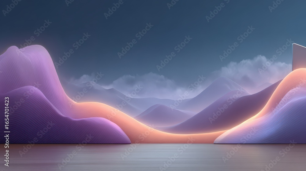 Aufkleber abstract visualization of internet traffic flow with soft purple and pink waves representing protect