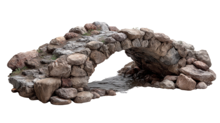 Stone Bridge Over Creek background isolated on a Transparent background, PNG file.