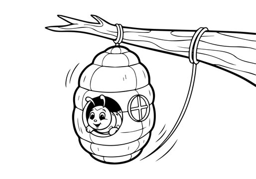 bee in beehive hanging from branch clip art preview