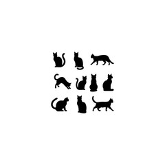 Different style of cute cat silhouette bundle 