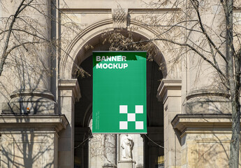 Vertical Banner on The Building Mockup