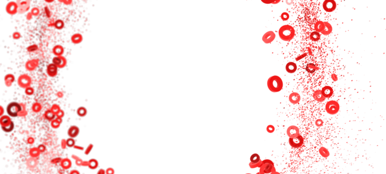 Red circle background. Abstract design with red rings and confetti. Perfect for presentations or websites.