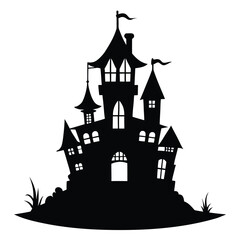 silhouette of a haunted house