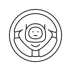 steering wheel with ai line icon vector illustration