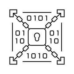 Fototapeta premium encryption lock big data line icon vector illustration