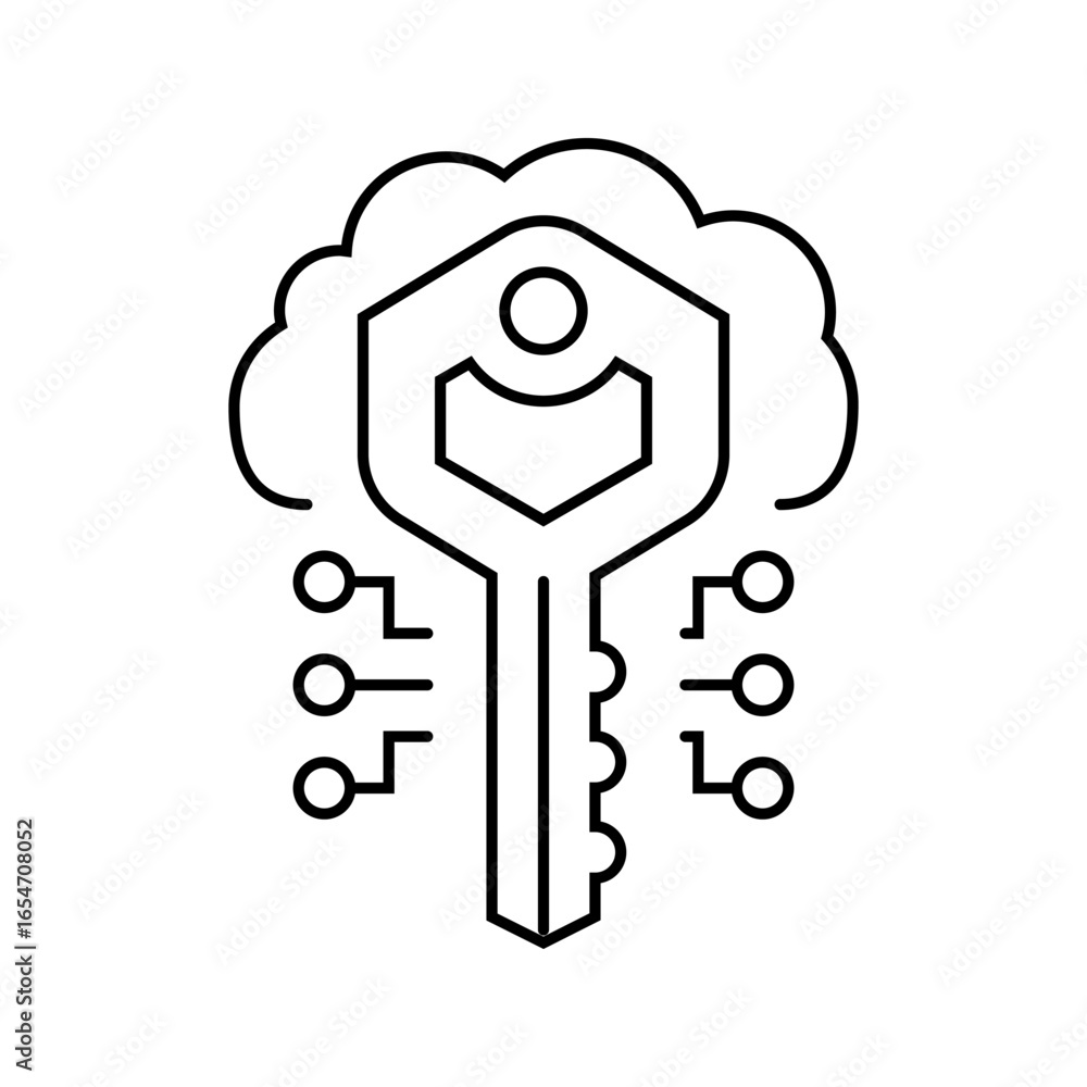Aufkleber encryption key cloud computing line icon vector illustration