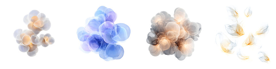 Obraz premium Abstract Watercolor Smoke Clouds - Colorful Ink Swirls Isolated on White