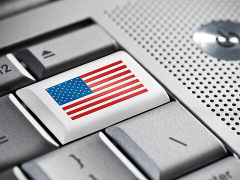 USA flag symbol on computer keyboard button