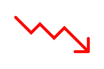 Downward moving arrow vector icon with transparent background