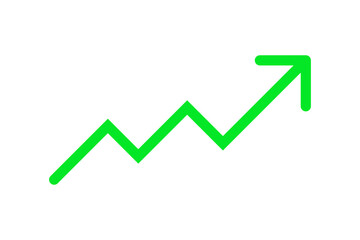 Upward moving arrow vector icon with transparent background